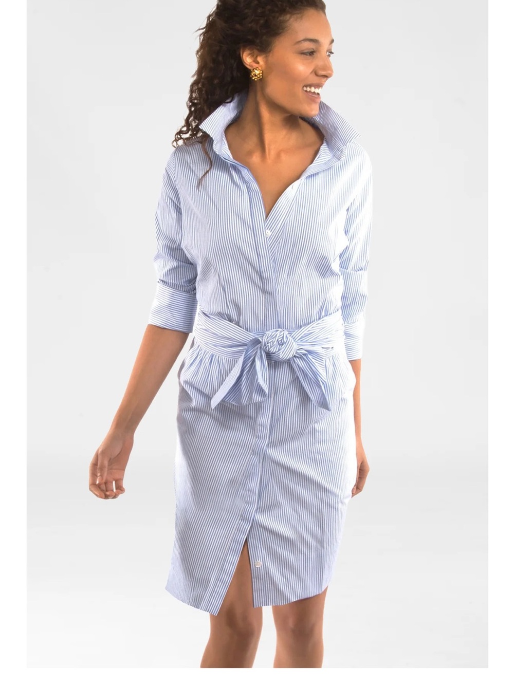 Gretchen Scott Size Diva (XXXL)Breezy Blue/White Gingham Button-Up Dress 0037 - Picture 9 of 9